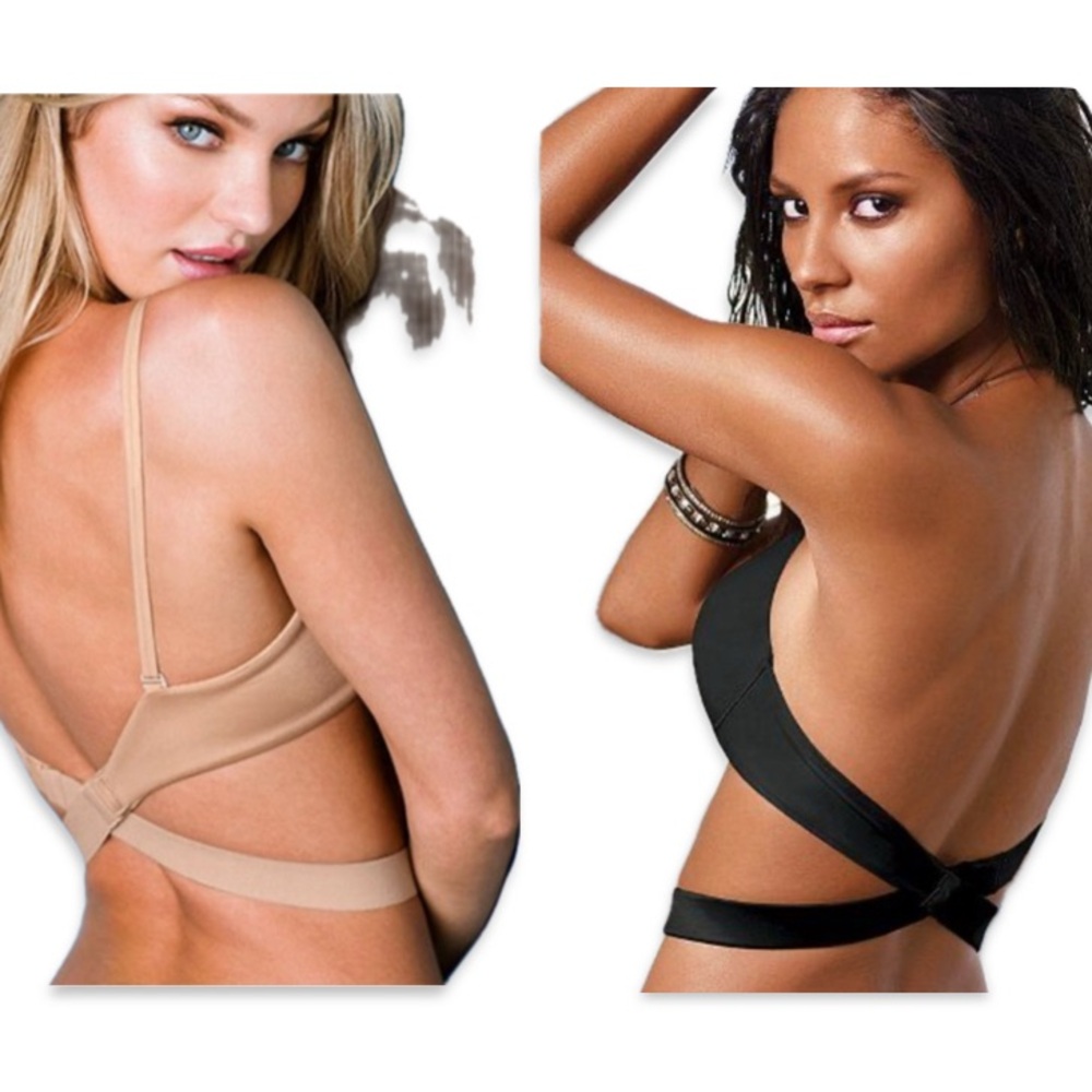 NWT Lot of 2x [Victoria's Secret] Low-Back Strap Bra Extender Nude &/or Black OS - Picture 2 of 14